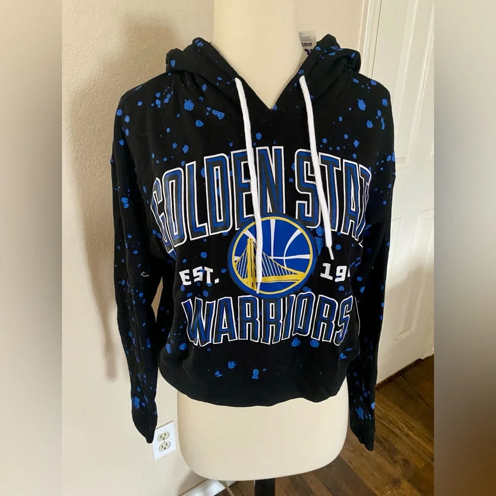 Golden State Warriors Cropped Hoodie, Size Medium - Picture 2 of 5
